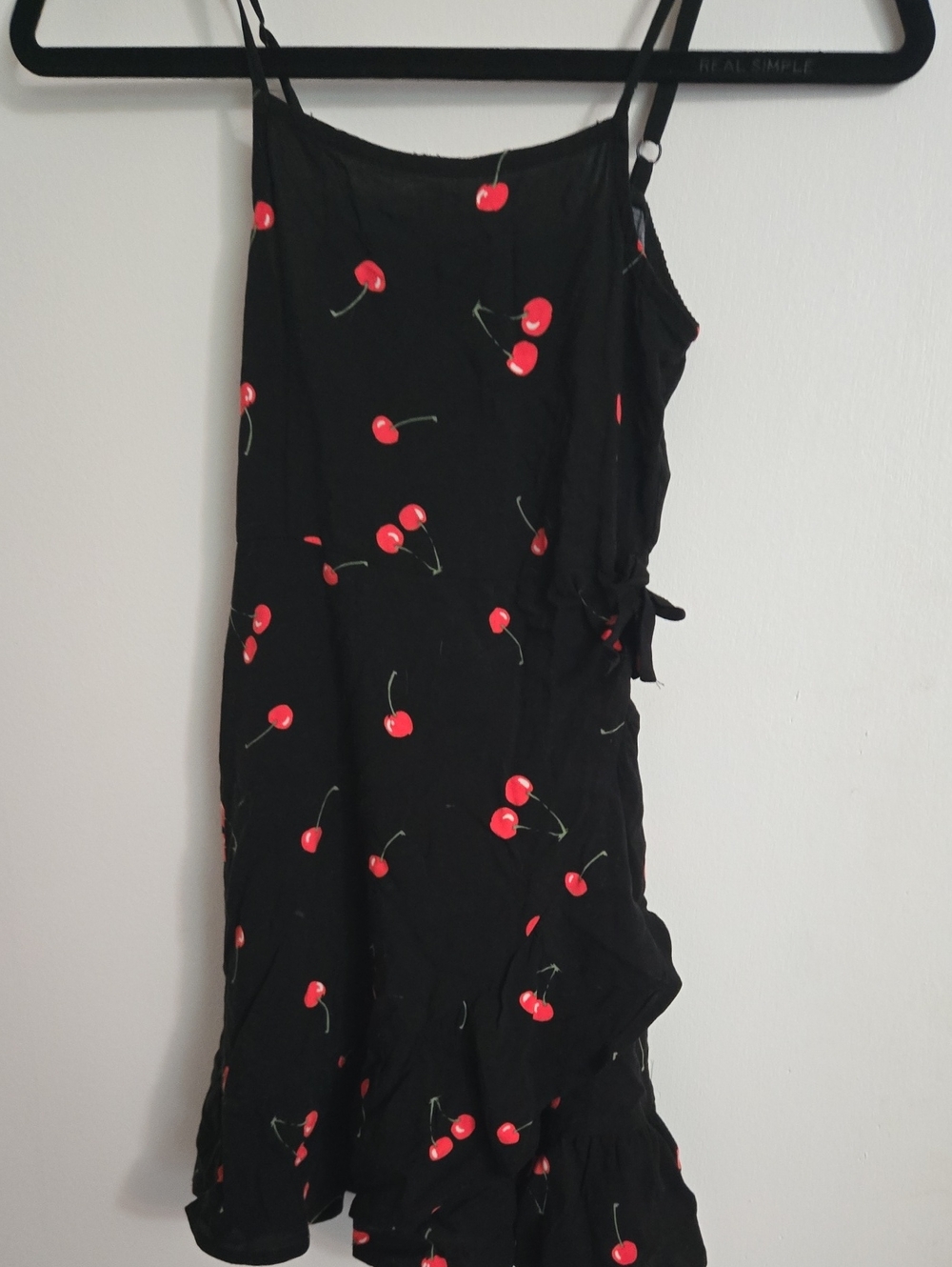 Black Cherry Print Spaghetti Strap Sundress